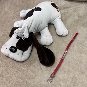 1985 Tonka Pound Puppies Plush Gray 18” Vintage Stuffed Dog w/ Collar
